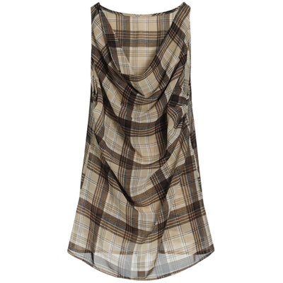 FUNKYFUN复古格纹荡领背心