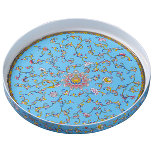 功夫茶盘陶瓷茶台家用茶具盘托小号干泡圆形茶海简约青花瓷茶托盘