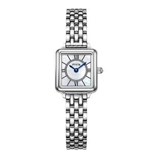 飞亚达复古小方表金表石英手表时尚白银小方块腕表小巧女表