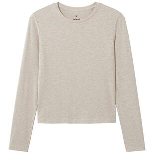 热风女士长袖T恤打底上衣2026年春季新款圆领舒适基础款百搭内搭T