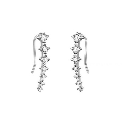 精致弧形排钻耳钉女设计感耳环