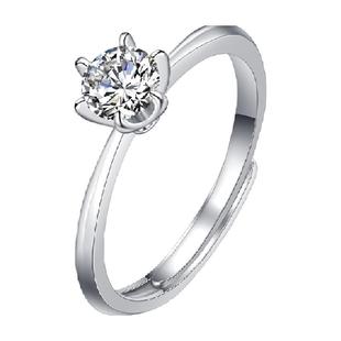 中国黄金珍尚银一克拉莫桑石求婚戒指订婚钻戒生日礼物送女友S925