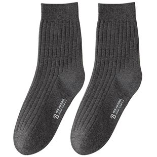 全棉袜子男士中筒秋冬季优质纯棉吸汗7a抗菌防臭厚款保暖长袜无骨