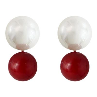 气质安可拉红色珍珠款耳夹