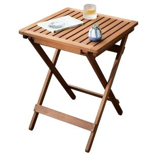 木马人阳台折叠桌户外餐桌实木家用休闲便携式野餐吃饭小桌子方形