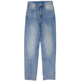 大牛传说秋季浅蓝色赤耳丹宁牛仔裤男士宽松直筒百搭弹力长裤3030