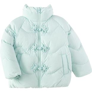 巴拉巴拉女童羽绒服儿童中式外套冬装新款童装洋气中长加厚立领小