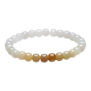 六桂福珠宝墨染黄昏天然和田玉手链新中式糖色玉珠手串新年送女友