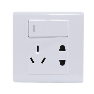 免拔插头正泰暗装86型单开双控一开单控五孔开关控制插座一键断电