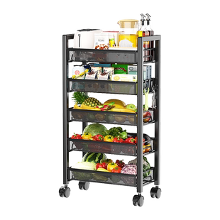 厨房置物架落地多层储物多功能放置架小推车果蔬菜篮子窄款收纳架