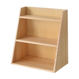 桌面置物架复古双层收纳架实木办公室收纳整理架化妆品木质水杯架