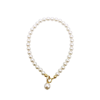 douxair正圆珍珠手链14k包金简约