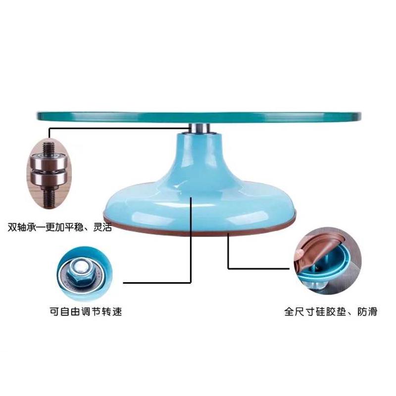 玻璃裱花台转台生日蛋糕转盘 转台 旋转蛋糕架裱花工具商用家用