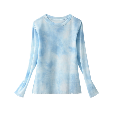 长袖印花防晒薄款打底衫女