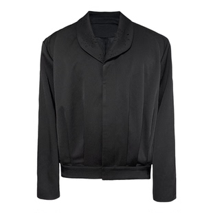 JCAESAR PLEATED JACKET 雕花领打褶夹克 褶皱肌理 激光雕花 短宽