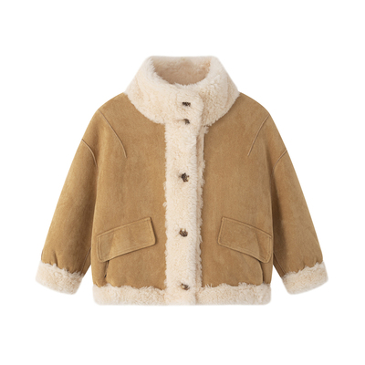 中大男童皮毛一体两面穿外套冬装