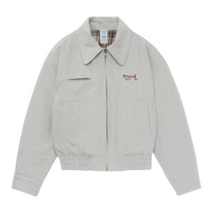 【现货】韩国小众nieeh虞书欣同款复古字母男女刺绣薄棉夹克外套