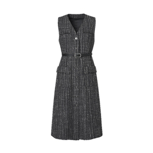 ELSEWHERE珂思【商场同款】时尚香风马甲显瘦连衣裙2025冬季新款