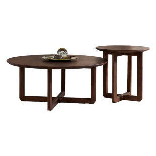 乌金木实木茶几桌家用客厅高端家具黑胡桃木色现代简约大小圆茶几