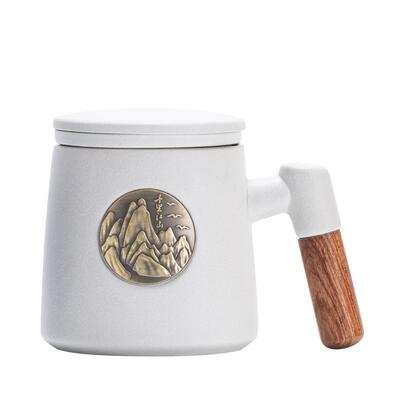 千里江山陶瓷杯中国风定制过滤杯