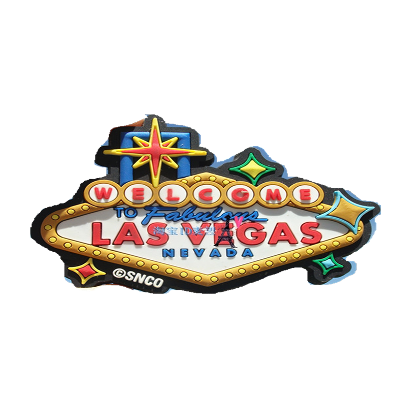 美国当地冰箱贴 拉斯维加斯 LAS VEGAS NEVADA经典标志 软胶 手信