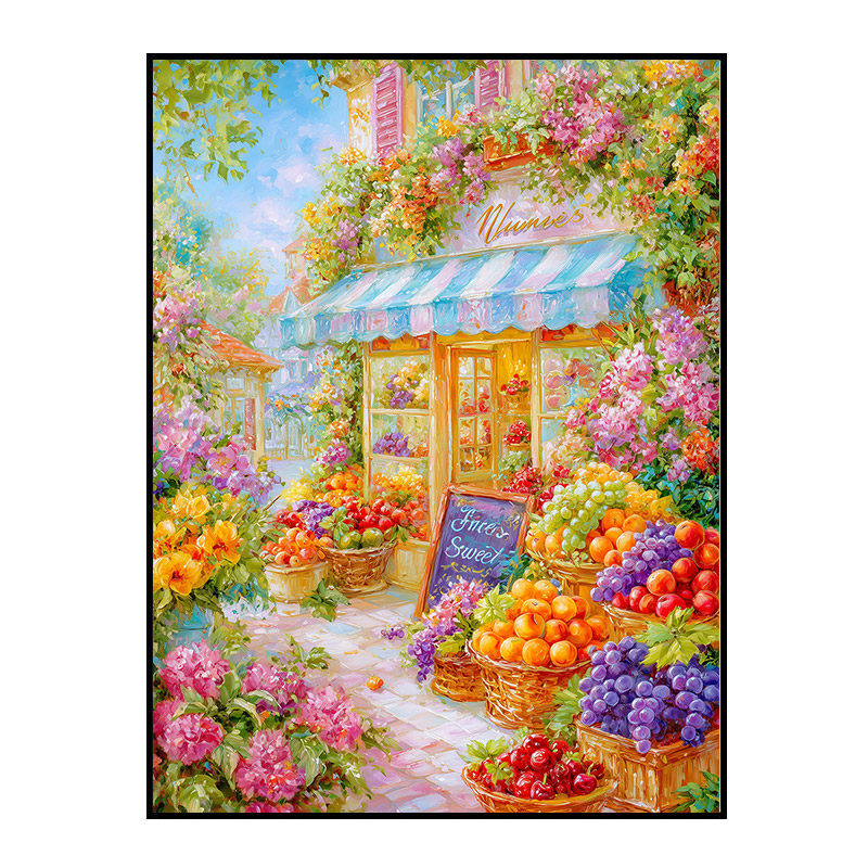 方钻钻石画水果商店新款贴钻画