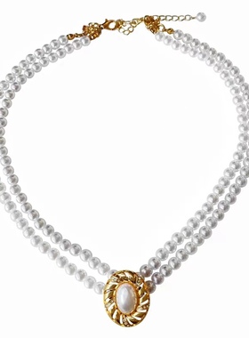 巴洛克赫本多层法式耳夹组合项链