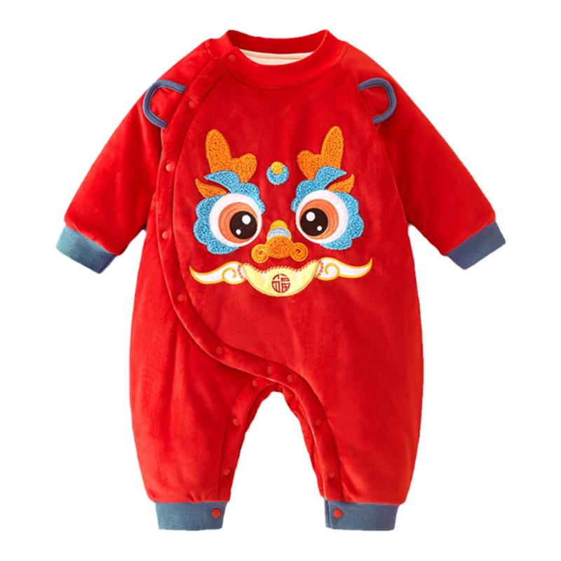 夹棉连体哈衣新生儿爬服龙年