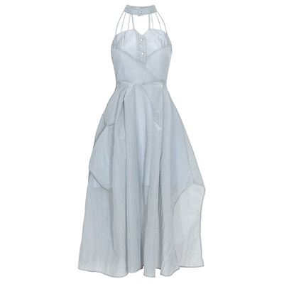 【设计师品牌BLANCORE】2024夏季新款设计感挂脖解构伞摆连衣裙