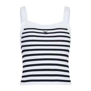 婉甸2025黑白条纹毛织背心运动风针织衫1241W29SJ2