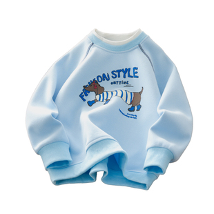 男童卫衣春装2026新款儿童打底衫上衣中大童春秋款假两件圆领衫