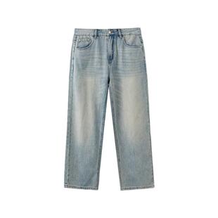 三福2026夏季新款牛仔裤男休闲潮流宽松直筒百搭长裤裤子519752