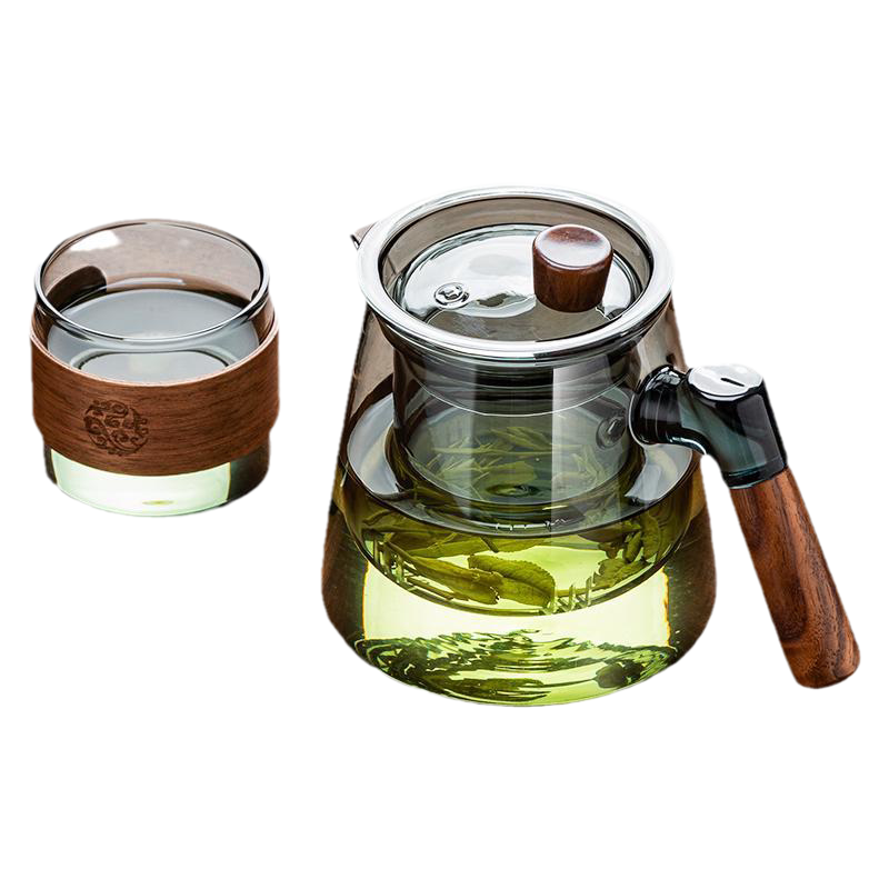 玻璃茶水分离泡茶杯带把手