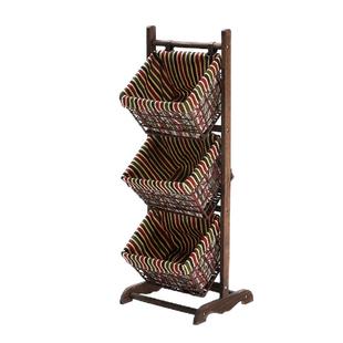 收纳筐落地客厅置物架卧室实木藤编吊篮简约现代多层收纳架储物架