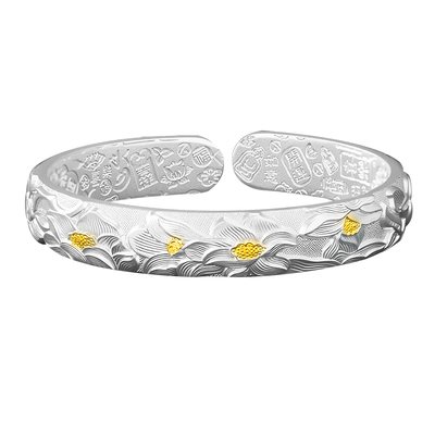 999.9足银莲花手镯送妈妈送长辈