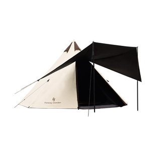 Fantasy Garden梦花园户外露营黑胶天幕帐篷双开门金字塔印第安帐
