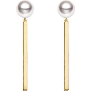 董洁同款HELAS赫拉音符高亮Akoya海水珍珠耳环女耳钉18K金耳饰