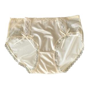 森日和叶高颜值缎面网纱拼接内裤女纯欲性感女三角裤2026新款薄款