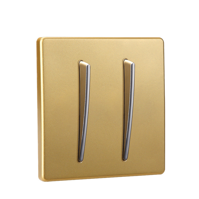 网红家装墙壁开关插座面板北欧C3金面银色按钮个性一开五孔插座86