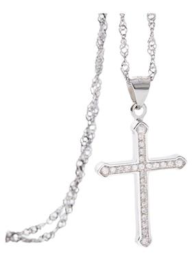 925银小清新满钻十字架项链