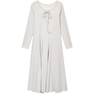 DM100大码百分百女装微胖mm冬季花边正肩磨毛针织散摆打底连衣裙