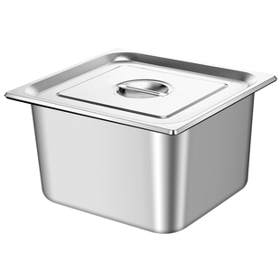 2/3不锈钢份数盆加厚自助餐盆快餐盆正方形平底盆深盆布菲炉方盆