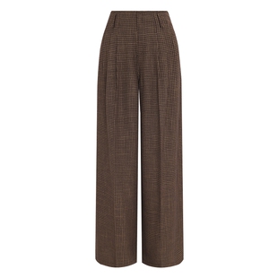 IDPAN复古千鸟格宽松阔腿西装裤通勤慵懒风格子裤春季新款