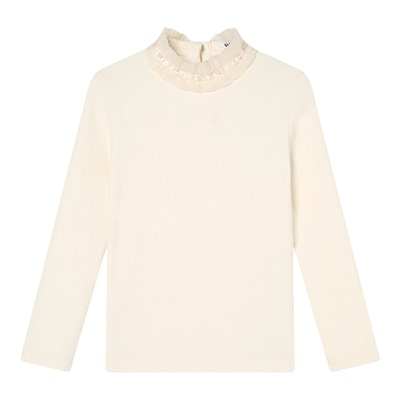 瑞比克网纱拼接花边领打底衫