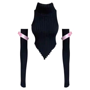 DoggyQin 战衣!!熊大腰细/纯欲袖套毛衣女秋冬设计感慵懒打底毛衫