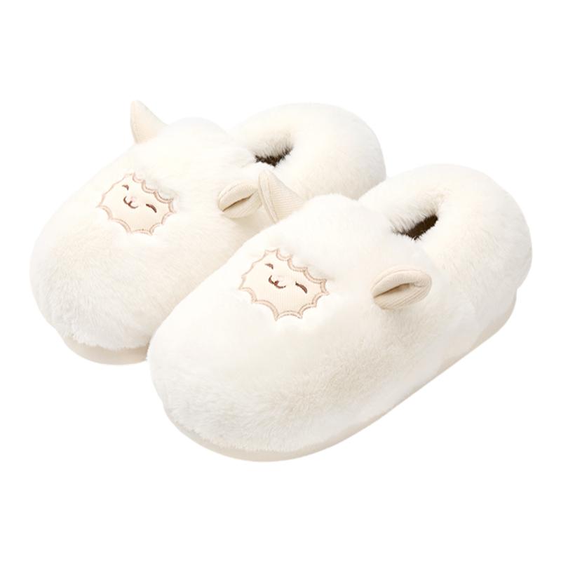 MINISO/名创优品小肥羊咩咩月子鞋可爱加厚保暖毛绒情侣女棉拖鞋