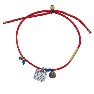 幸运色12星座红绳刻字925纯银手工编织情侣友谊字母手链男女