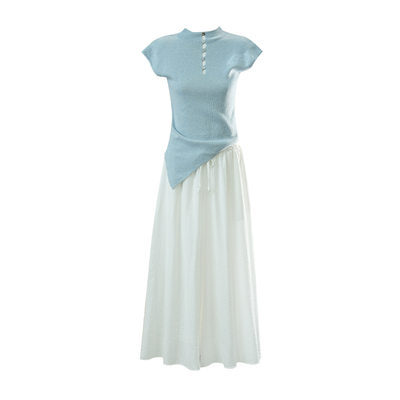 两件套装裤女修身洋气减龄阔腿裤