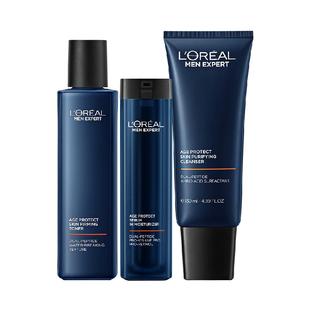欧莱雅男士紧致淡纹抗老套装护肤品水乳洗面奶爽肤水乳液保湿修护