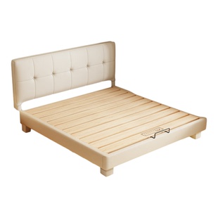 纯实木榫卯床小户型齐边薄床头静音互不干扰可定制加厚排骨架床架